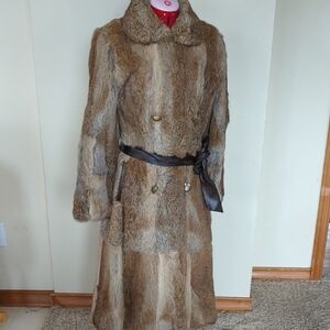 Real rabbit fur long coat